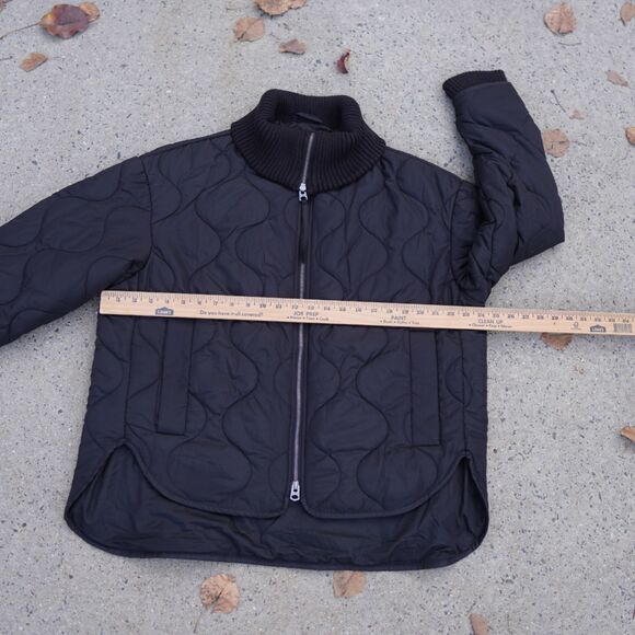 Lucky Brand Black Reversible Quilted Jacket Women’s M NWOT Full Zip Cozy Warm - Picture 12 of 15